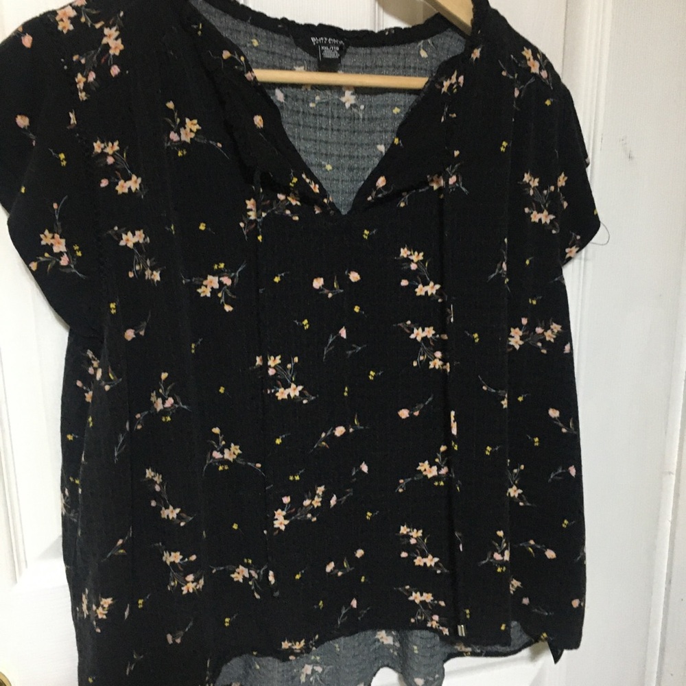 Floral Black Top